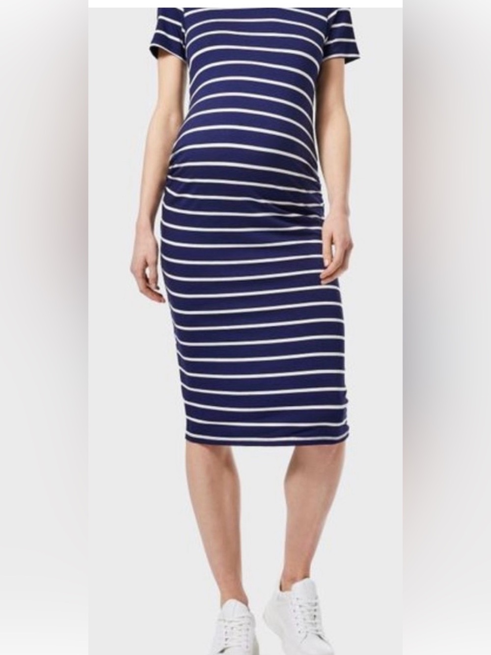 Liz Lange Navy and White Striped Midi Dress